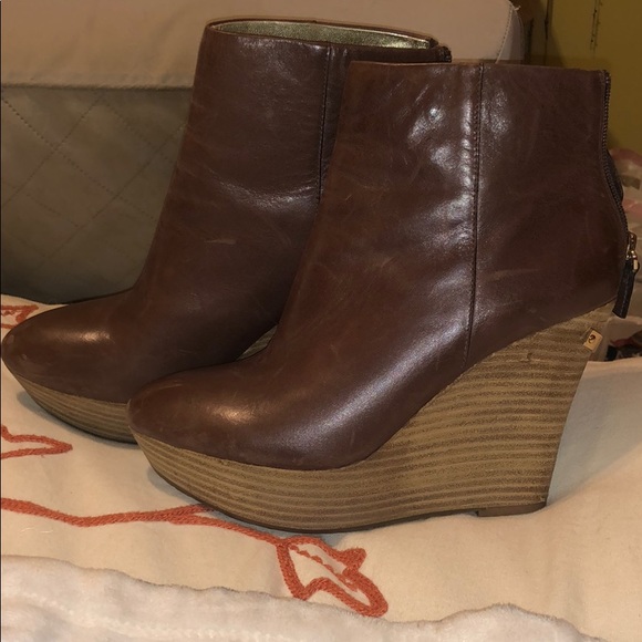 Elaine turner wedge leather booties - size 8 - Picture 3 of 6